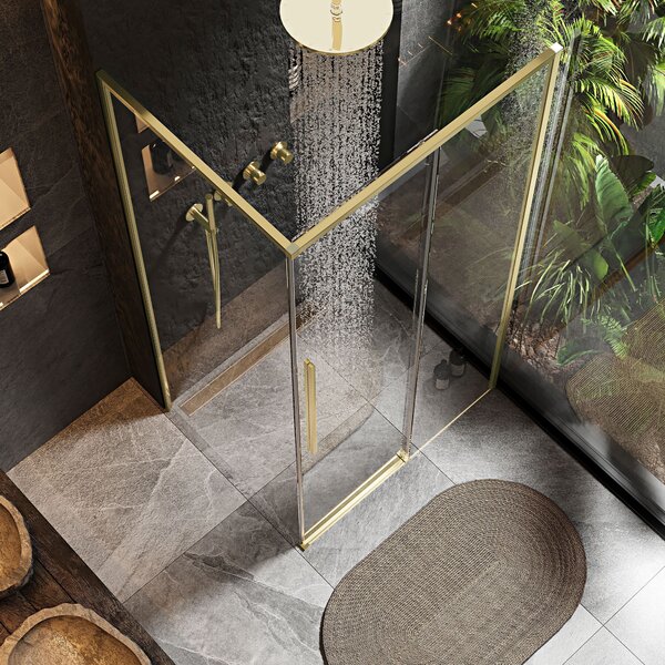 Sprchový Kout Rea Solar 100X80 Brush Gold + Sprchová Vanička Savoy White
