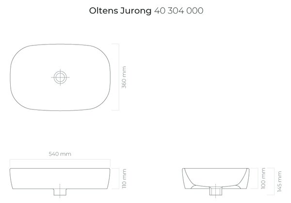 Oltens Jurong umyvadlo 54x36 cm oválné na pult bílá 40304000