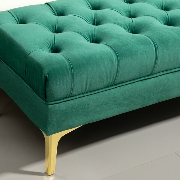HOMCOM Klasická Chic Léčba Podnožka S Hlavou s Koupelí se Zlatý Skleněné Nohy - Zelený Velvet - 118D x 45Š x 42V cm | Aosom