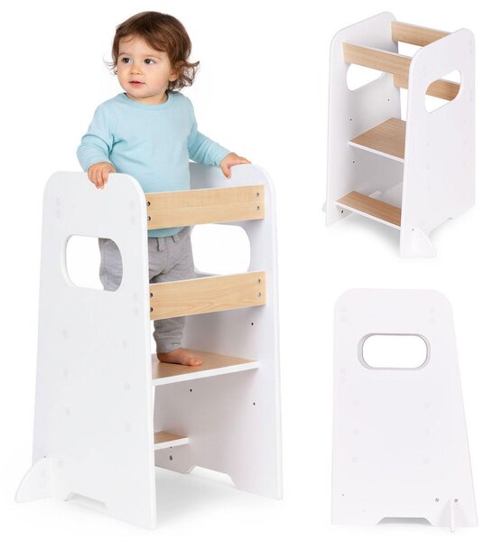 ECOTOYS FH-KF230092 Montessori učicí věž s nastavitelnou podestou 23 - 43 cm, bílá