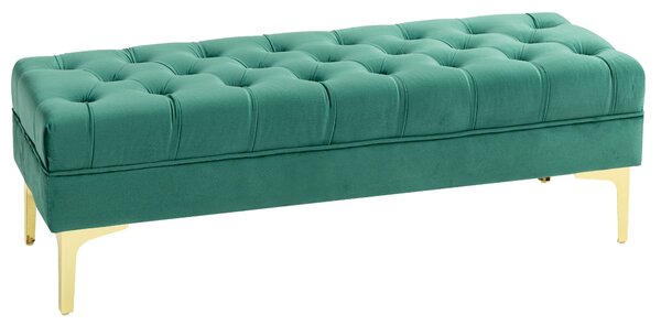 HOMCOM Klasická Chic Léčba Podnožka S Hlavou s Koupelí se Zlatý Skleněné Nohy - Zelený Velvet - 118D x 45Š x 42V cm | Aosom