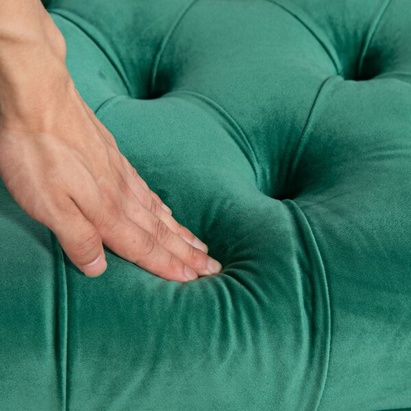 HOMCOM Klasická Chic Léčba Podnožka S Hlavou s Koupelí se Zlatý Skleněné Nohy - Zelený Velvet - 118D x 45Š x 42V cm | Aosom