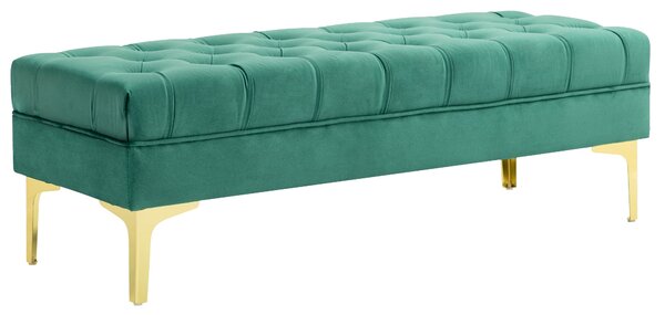 HOMCOM Klasická Chic Léčba Podnožka S Hlavou s Koupelí se Zlatý Skleněné Nohy - Zelený Velvet - 118D x 45Š x 42V cm | Aosom