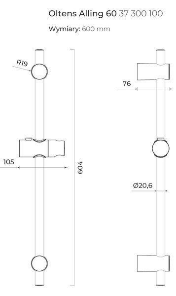 Oltens Alling sprchová tyč |60 cm 37300100