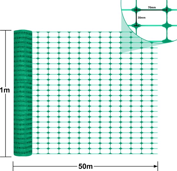 LARS360 1 m x 50 m bariérový plot bezpečnostní síť z plastu stavební plot zelený výstražný plot plot pro divokou zvěř stavební plot bezpečnostní síť výstražná síť