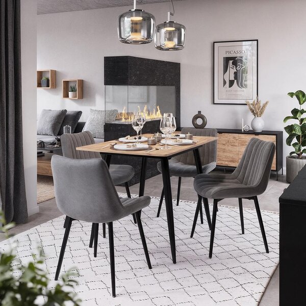 Židle jídelny Vicco Ravlo Šedá/Černá 51 x 57 cm Sada 4 kusů, Model 61390