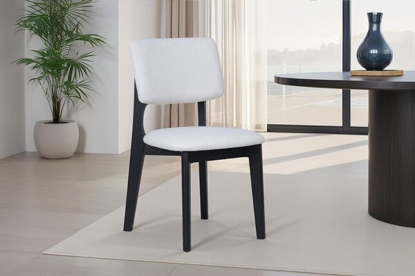 ByLIVING jídelní židle set 2 ELSA / tkaná látka béžová / rám z masivního dřeva černý / š 48, v 87, hl 54 cm