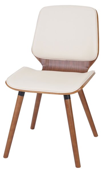Sada 2 jídelních židlí HWC-B16, dřevěný ohýbaný retro design vzhled ořechu, certifikováno umělá kůže krémová