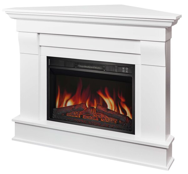 ArtiFlame Elektrický krb Albion Corner AF23S Elektrický rohový krb s ohřevem 1800W realistický 3D efekt plamene LED osvětlení Dálkové ovládání Bílá barva