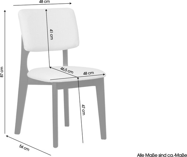 ByLIVING jídelní židle set 2 ELSA / tkaná látka béžová / rám z masivního dřeva černý / š 48, v 87, hl 54 cm