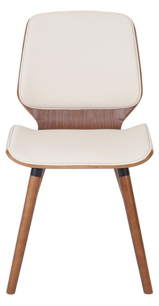 Sada 2 jídelních židlí HWC-B16, dřevěný ohýbaný retro design vzhled ořechu, certifikováno umělá kůže krémová