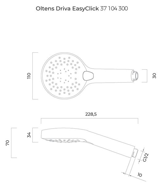 Oltens Driva EasyClick sprchová hlavice černá mat 37104300