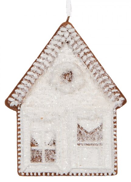 Závěsná vánoční ozdoba perníkový domeček s třpytivou polevou Bevroren VII – 8x1x10 cm