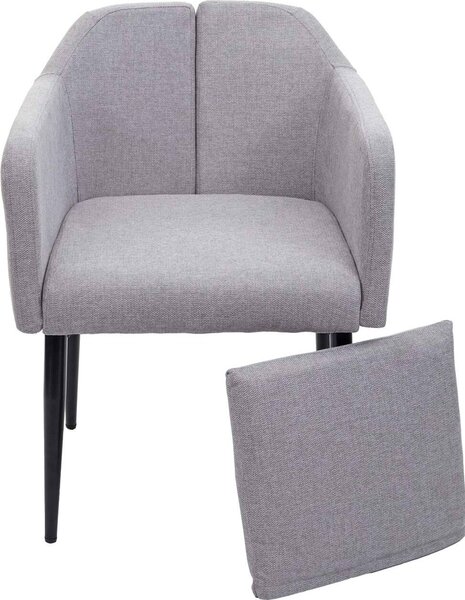 Sada 2 jídelních židlí HWC-H93, kuchyňská židle křeslo židle látka/textil světle šedá