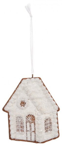 Závěsná vánoční ozdoba perníkový domeček s třpytivou polevou Bevroren VI – 9x1x10 cm