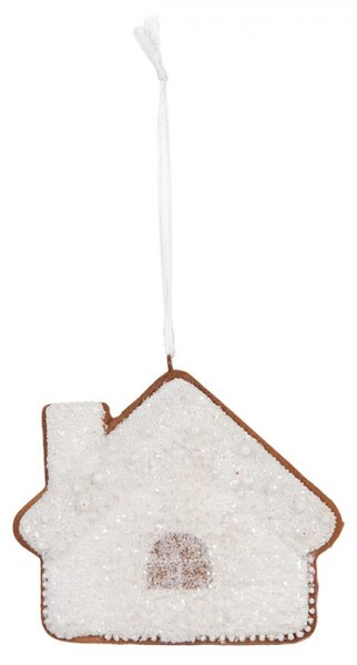 Závěsná vánoční ozdoba perníkový domeček s třpytivou polevou Bevroren III – 9x1x8 cm