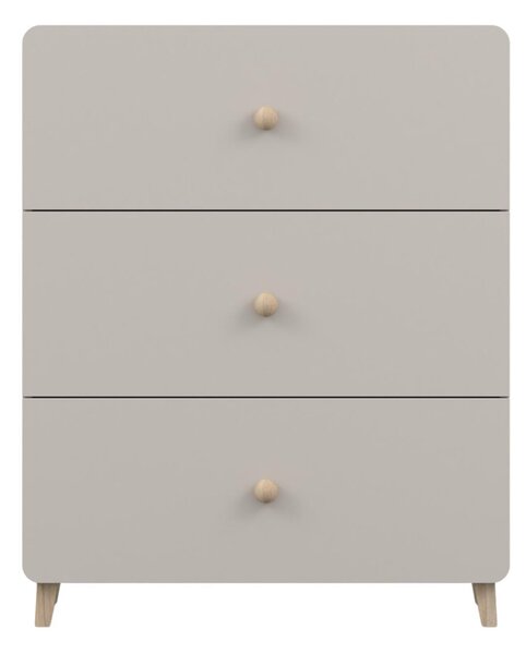 Komoda MARIO 3S, dětský pokoj, příborník 80 cm, barva kašmír/kašmír, tři zásuvky, dřevěné úchytky