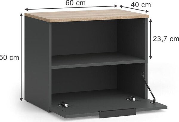 Kredenc Vicco Wido Anthracite/Sonoma 60 x 50 cm s klapkou, Model 57447