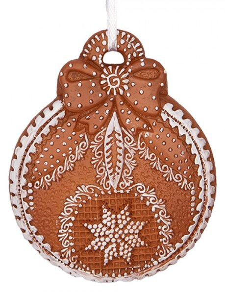 Hnědá vánoční ozdoba ve stylu perníčku Met Glazuur II – 8x2x10 cm