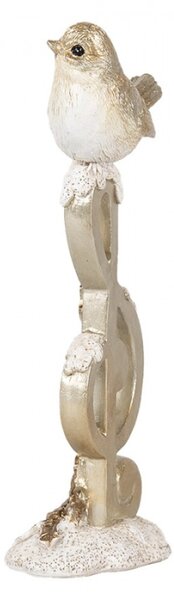 Dekorativní figurka hnědý ptáček sedící na houslovým klíči – 6x5x16 cm