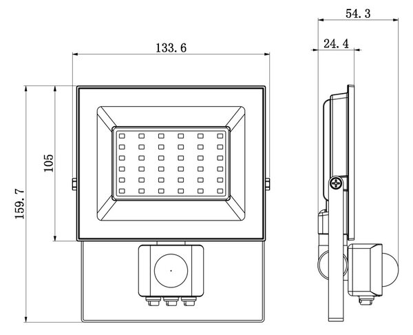 LED reflektor 30W Halogen s pohybovým a soumrakovým čidlem - 2700 lm, 4000K