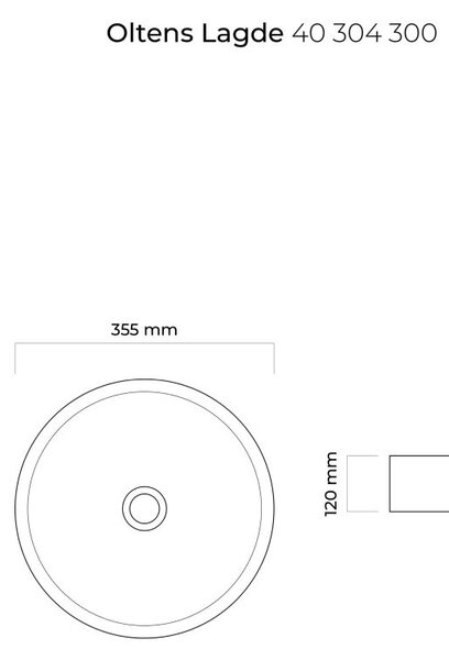 Oltens Lagde umyvadlo 35.5x35.5 cm kulatý na pult černá 40304300