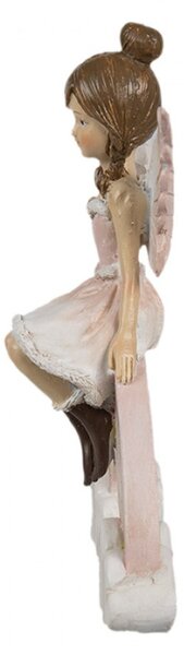 Dekorativní figurka růžová víla sedící na duze – 9x3x11 cm
