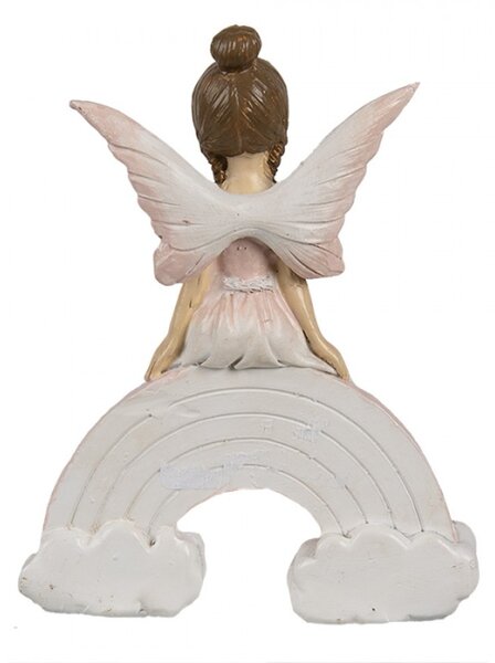 Dekorativní figurka růžová víla sedící na duze – 9x3x11 cm