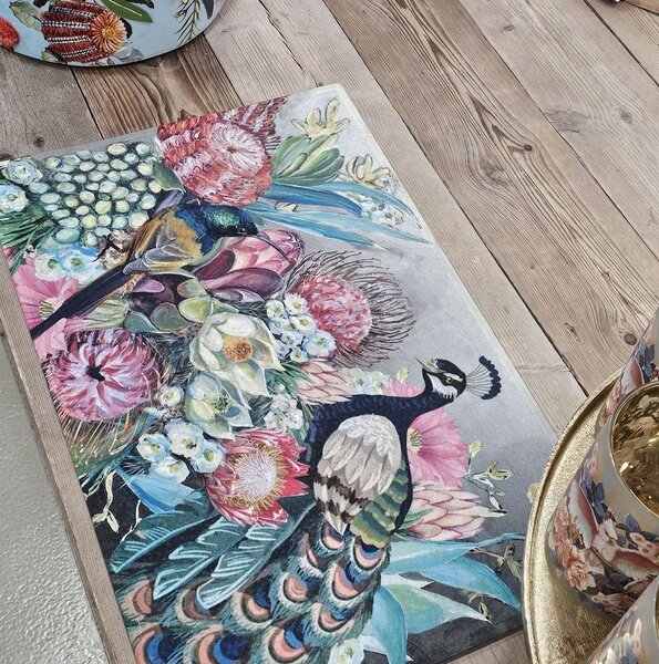 Barevná rohožka s květy a pávem Peacock - 75*50*1cm - Mars & More