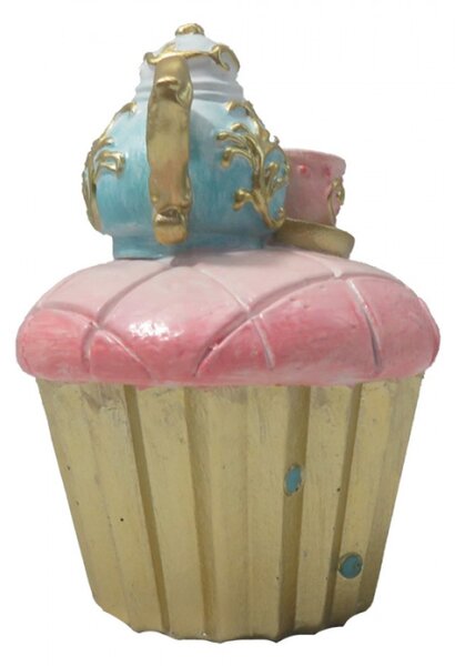 Pohádková dekorace růžový cupcake s čajovým setem – 8x11 cm