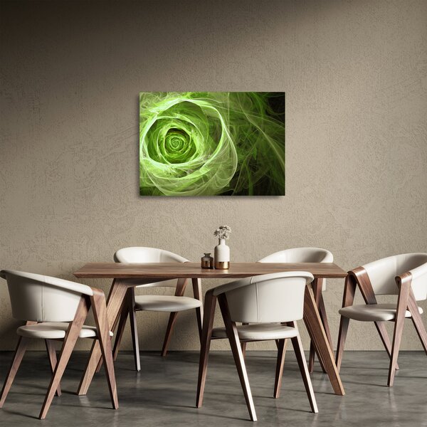 Skleněný obraz - Abstraktní růže zelená (70x50 cm)