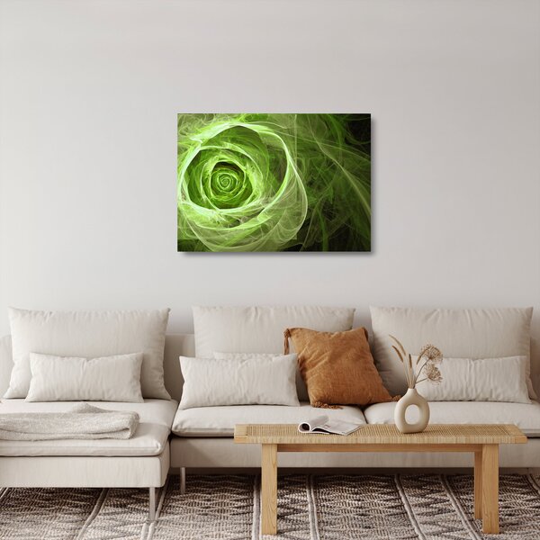 Skleněný obraz - Abstraktní růže zelená (70x50 cm)