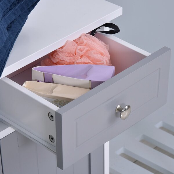 Kleankin Úložný Kabinet, Koupelnový Kabinet, Skříň s 2 Dveřmi a 2 Zásuvkami - 60 x 30 x 75 cm - Šedá a Bílá | Aosom