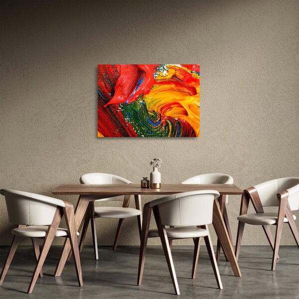Skleněný obraz - Modrení abstrakce štětcem (70x50 cm)