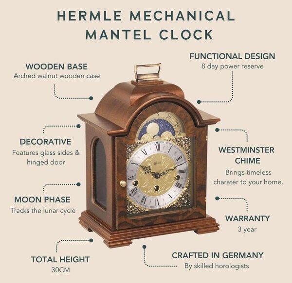 Stolní mechanické hodiny 22864-740340 Hermle 30cm