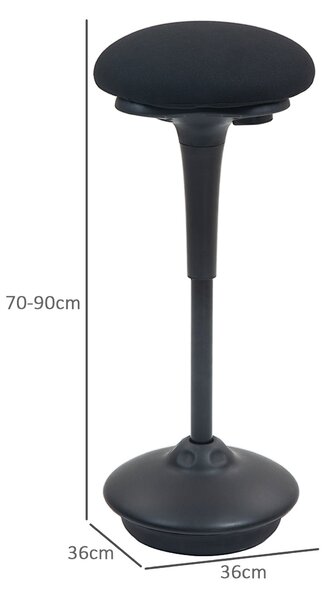 HOMCOM Stojící stolička, ergonomická stolička, výškově nastavitelná 70-90 cm, 360° otáčecí sedadlo, široká základna s protiskluzovými podložkami a pol