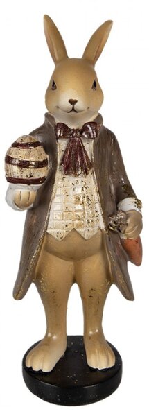 Figurka králíčka v obleku s mrkví a vajíčkem s patinou – 20 cm