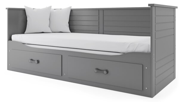 Jednolůžková postel 90 cm Harum (grafit) (s roštem, matrací a úl. prostorem). Vlastní profesionální přeprava až k Vám domů 1056442