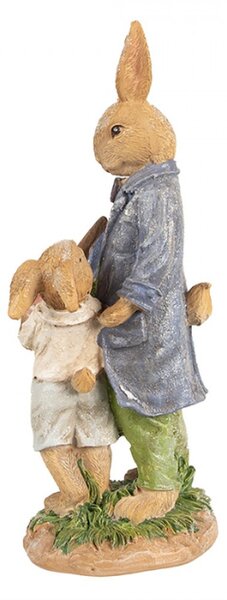 Figurka králičího taťky se synem malující vajíčko – 21 cm