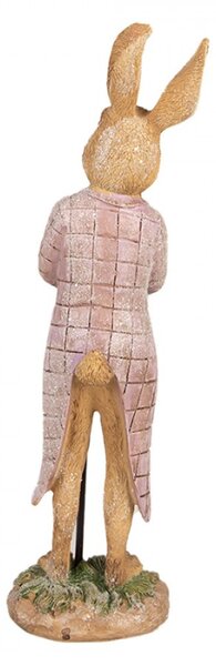 Figurka králička v růžovém sáčku a holí – 21 cm