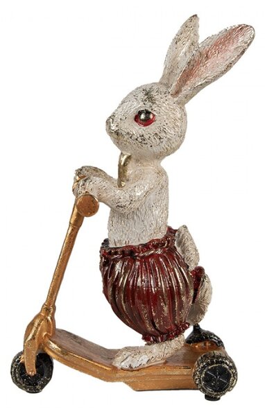 Figurka králička se zlatým motýlkem na koloběžce – 25 cm