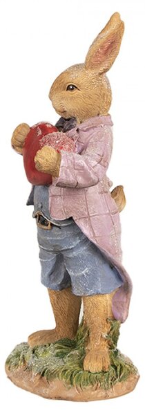 Figurka králička v oblečku držící červené srdíčko – 20 cm
