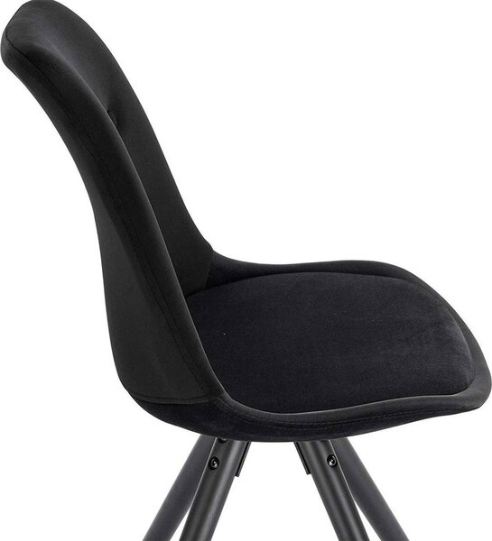Happyment Zizi návštěvnická židle – černá – jídelní židle – samet – dřevěné nohy – sada 2 ks – výška sedáku 46 cm – Deluxe