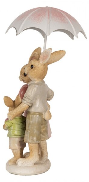 Figurka králičí rodinky se srdíčkem a deštníkem – 15 cm