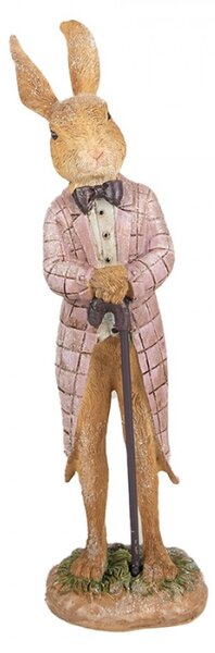 Figurka králička v růžovém sáčku a holí – 21 cm