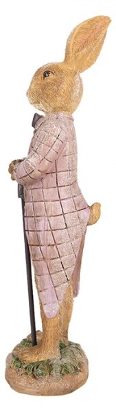Figurka králička v růžovém sáčku a holí – 21 cm