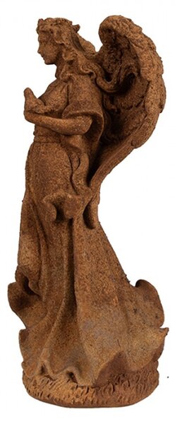 Náboženská socha andělíčka na podstavci s ptáčkem Bartholomeus – 23 cm