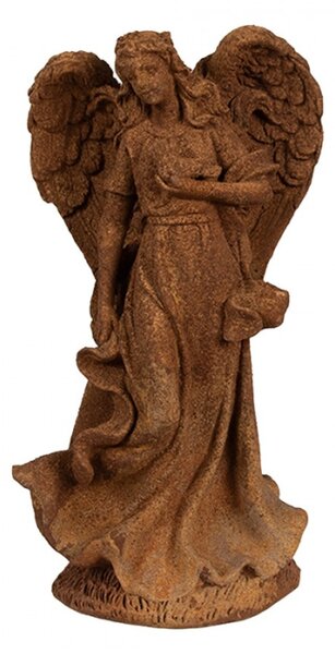 Náboženská socha andělíčka na podstavci s ptáčkem Bartholomeus – 23 cm