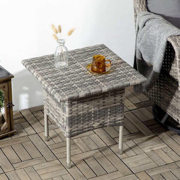 Outsunny Pohodlný Stylový Čtvercový Kávový Stolek na Zahradu z Woven Resin - 50 x 50 x 47 cm Černý | Aosom