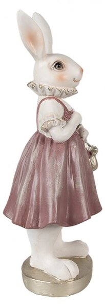 Figurka králičí slečny v růžových šatičkách a zlatou kabelkou – 27 cm